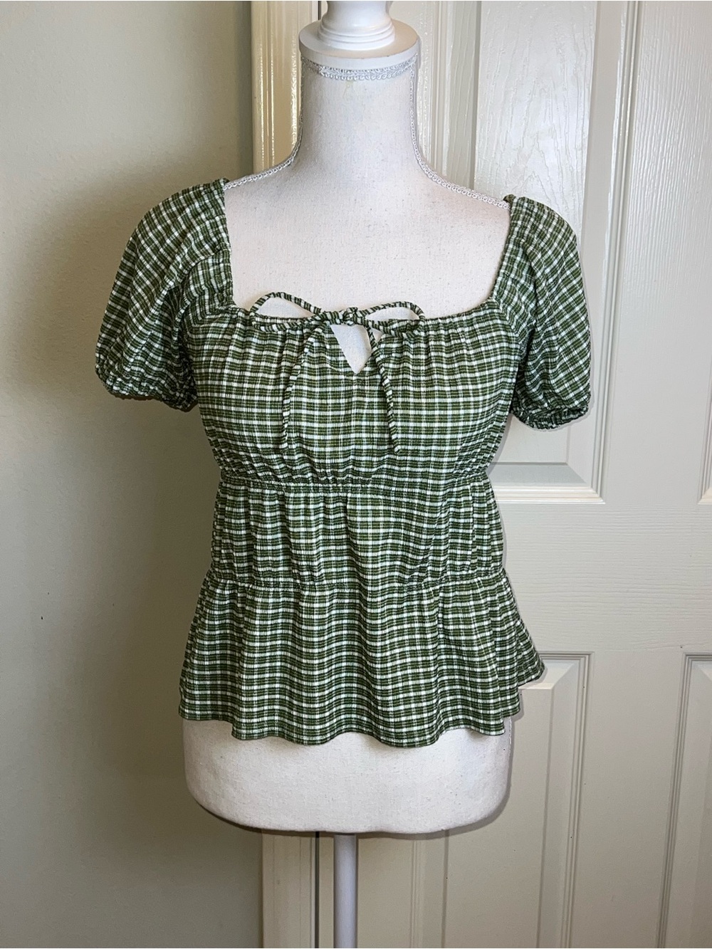 MADEWELL Omaha Gingham Top With Puff Sleeves
